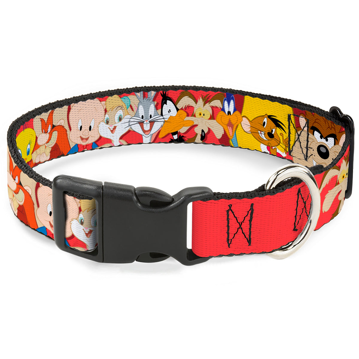 Plastic Clip Collar - Looney Tunes Twelve Character Expressions Red Dog Collars Plastic Clip Side Release Looney Tunes