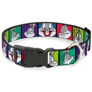 Plastic Clip Collar - Bugs Bunny Expression Blocks Multi Color Dog Collars Plastic Clip Side Release Looney Tunes