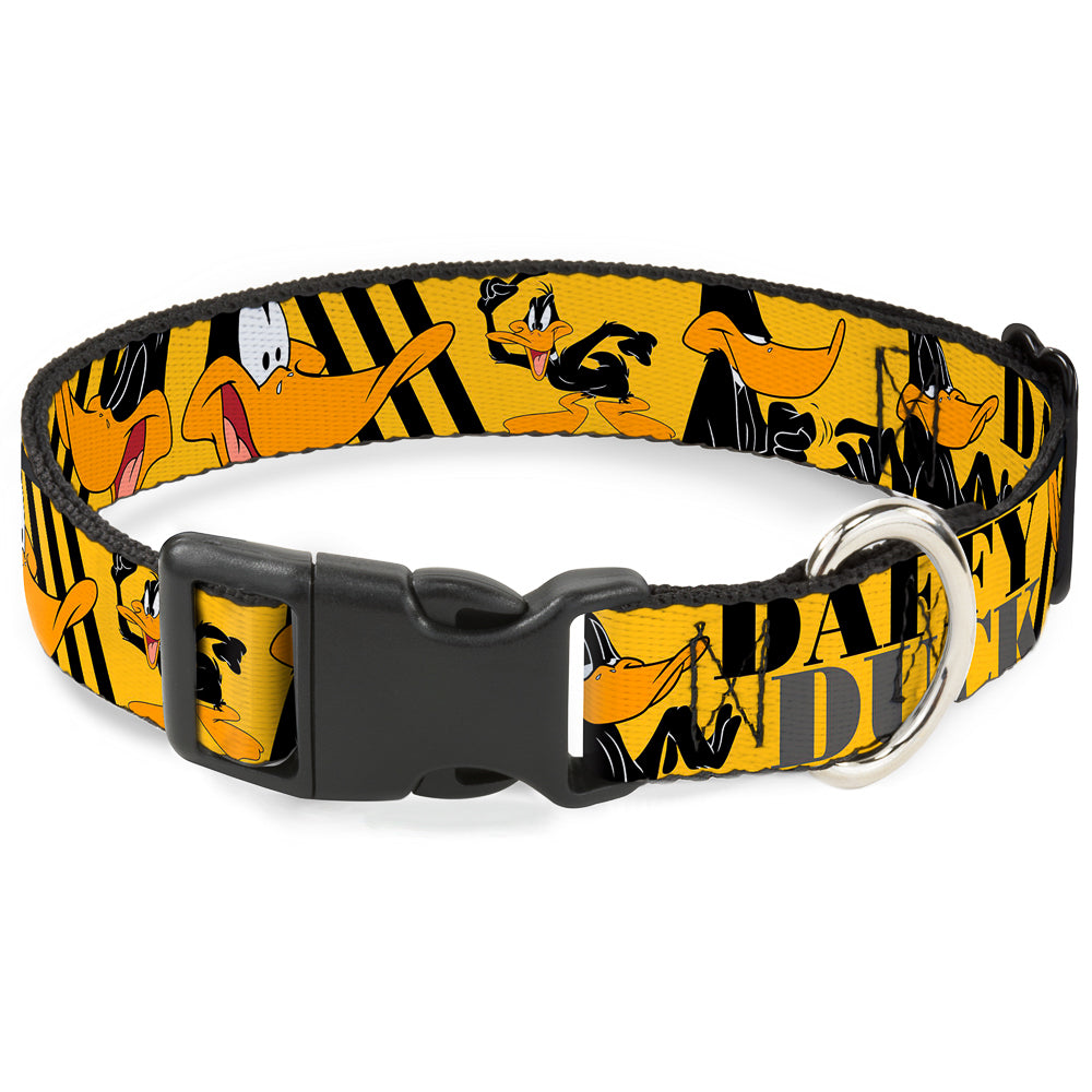 Plastic Clip Collar - DAFFY DUCK w/Poses Yellow/Black Dog Collars Plastic Clip Side Release Looney Tunes