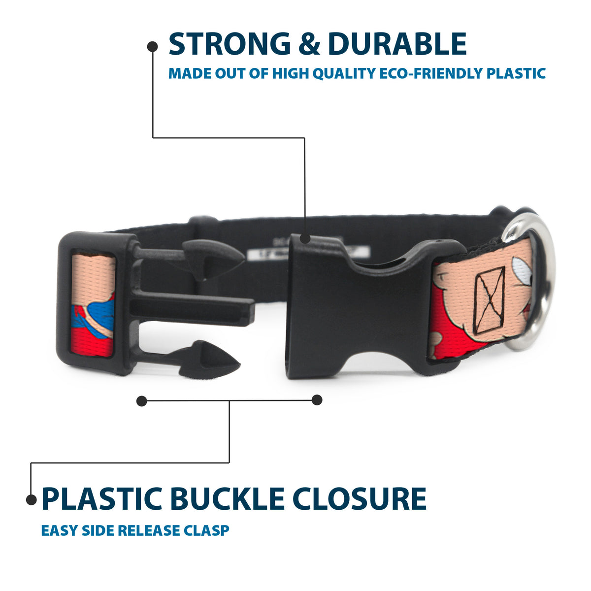 Plastic Clip Collar - Porky Pig Expressions Red Dog Collars Plastic Clip Side Release Looney Tunes