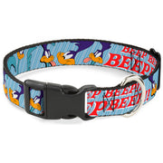 Plastic Clip Collar - MEEP MEEP!! w/Road Runner Poses Baby Blue Dog Collars Plastic Clip Side Release Looney Tunes