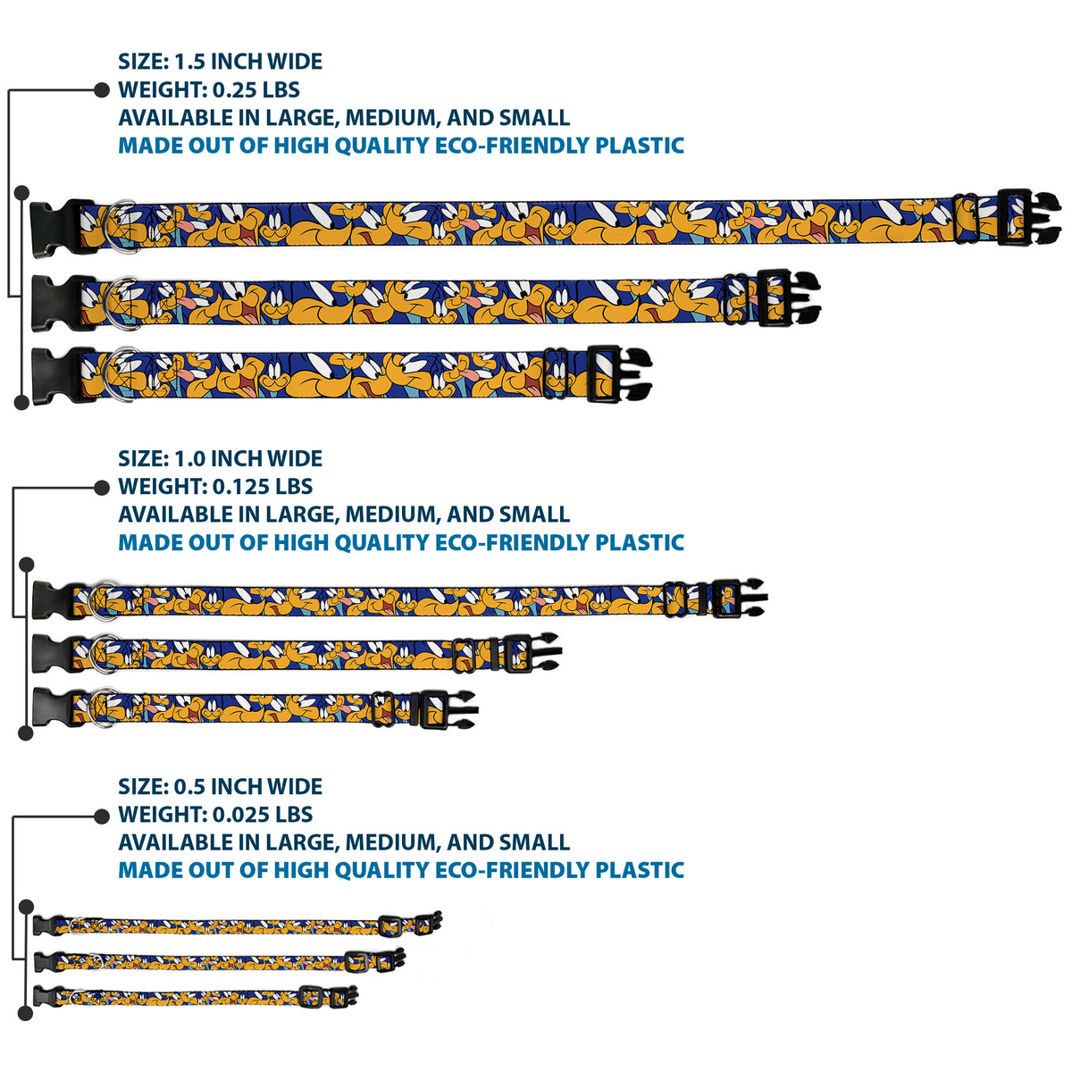 Plastic Clip Collar - Road Runner Expressions Stacked Dog Collars Plastic Clip Side Release Looney Tunes