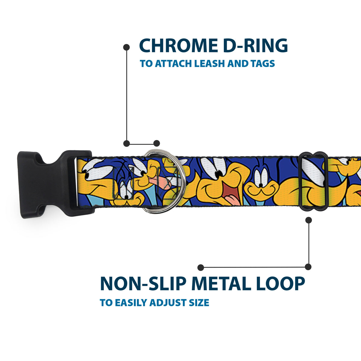 Plastic Clip Collar - Road Runner Expressions Stacked Dog Collars Plastic Clip Side Release Looney Tunes