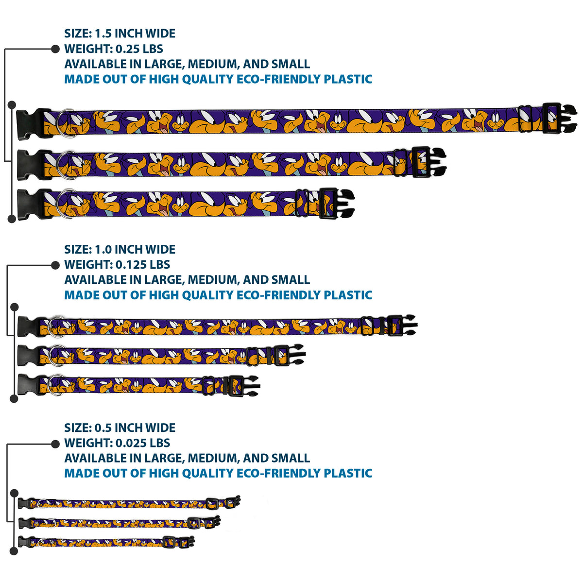 Plastic Clip Collar - Road Runner Expressions Royal Dog Collars Plastic Clip Side Release Looney Tunes