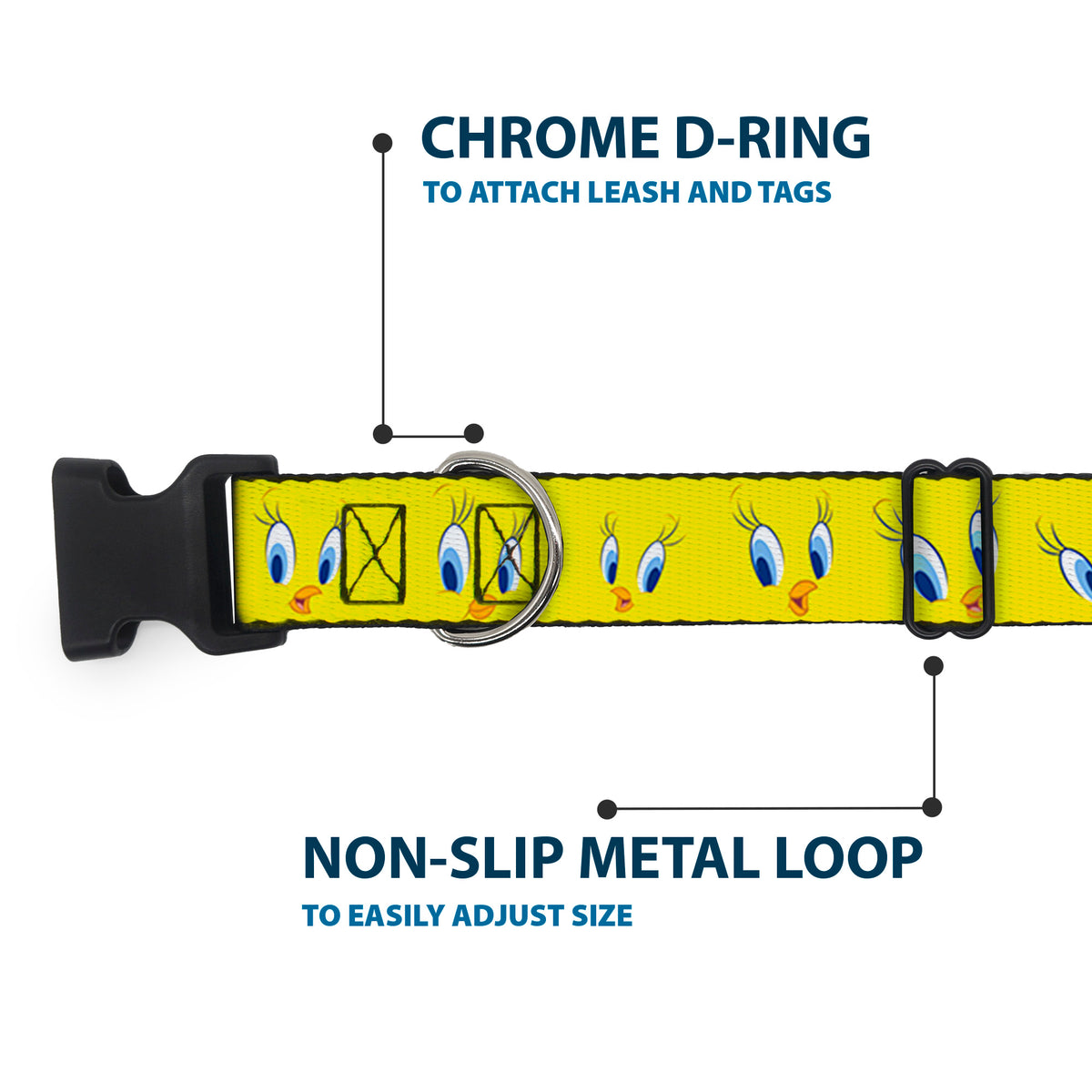 Plastic Clip Collar - Tweety Bird Expressions2 Dog Collars Plastic Clip Side Release Looney Tunes