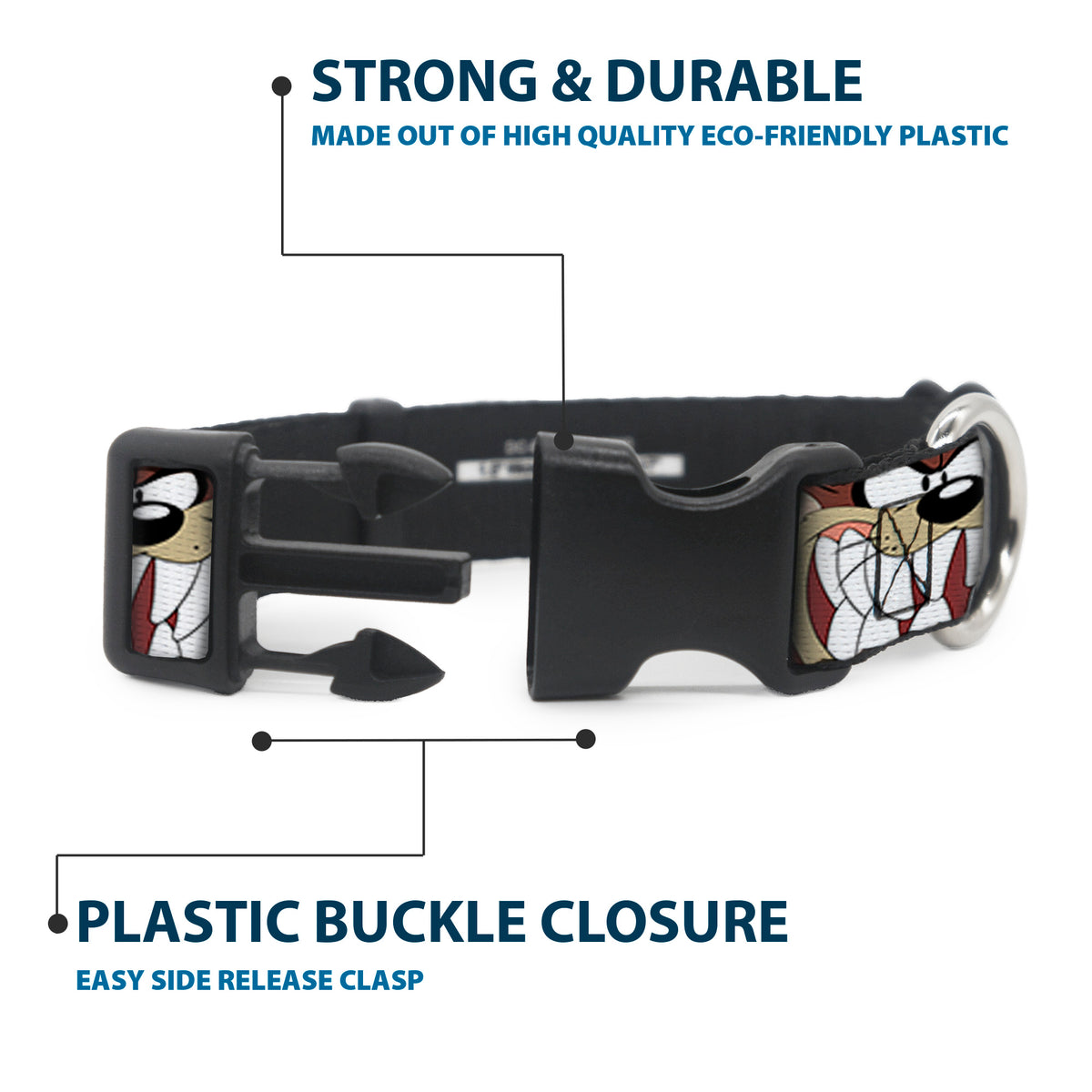 Plastic Clip Collar - Tasmanian Devil Expressions Brown Dog Collars Plastic Clip Side Release Looney Tunes
