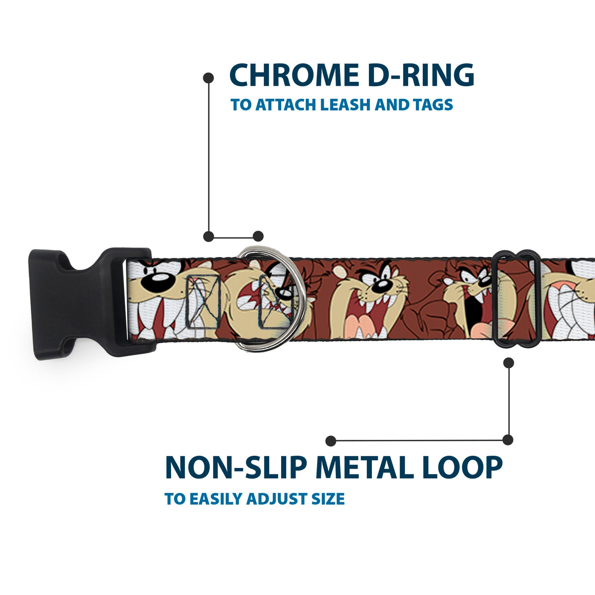 Plastic Clip Collar - Tasmanian Devil Expressions Brown Dog Collars Plastic Clip Side Release Looney Tunes