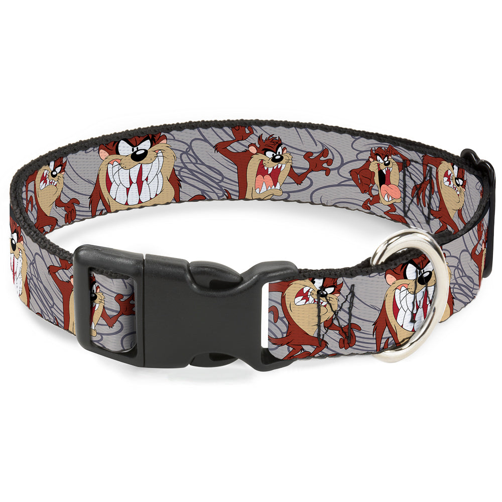 Plastic Clip Collar - Tasmanian Devil Expressions Gray Swirl Dog Collars Plastic Clip Side Release Looney Tunes