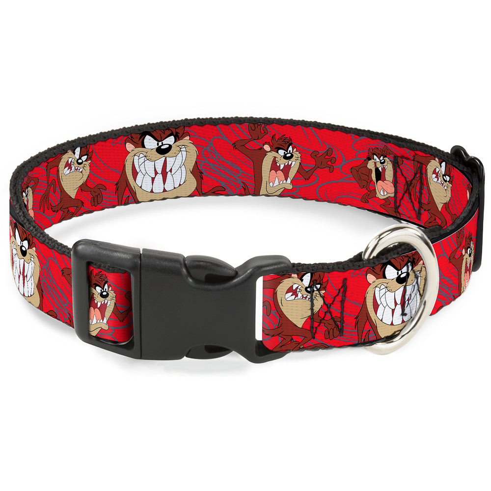 Plastic Clip Collar - Tasmanian Devil Expressions Red Swirl Dog Collars Plastic Clip Side Release Looney Tunes