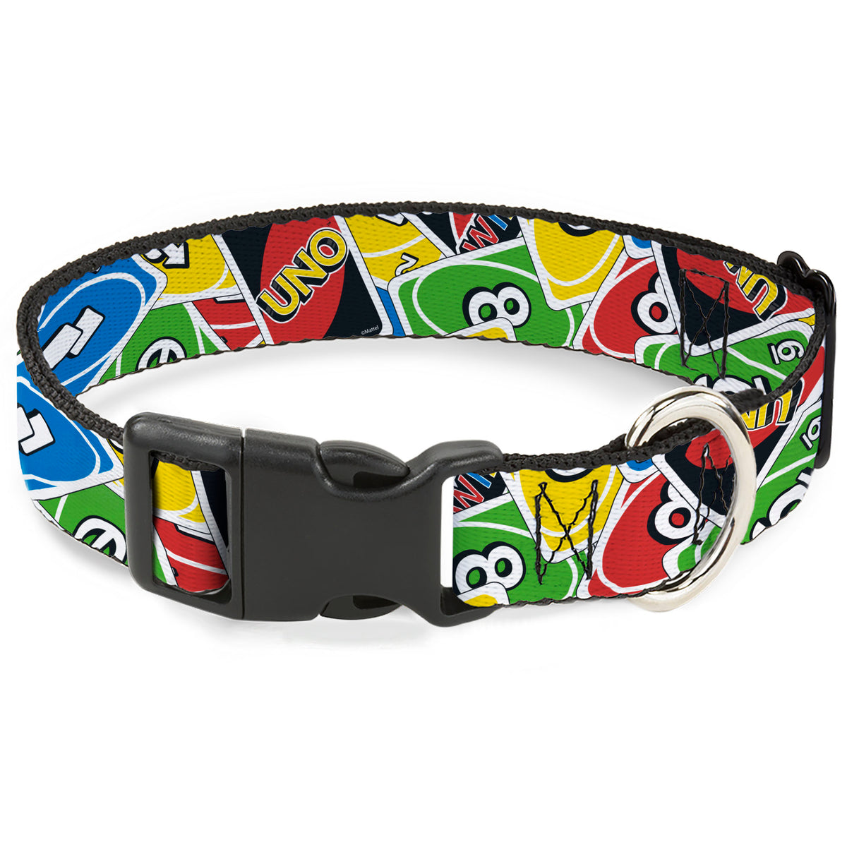 Plastic Clip Collar - UNO Cards Stacked Collage Multi Color Dog Collars Plastic Clip Side Release UNO
