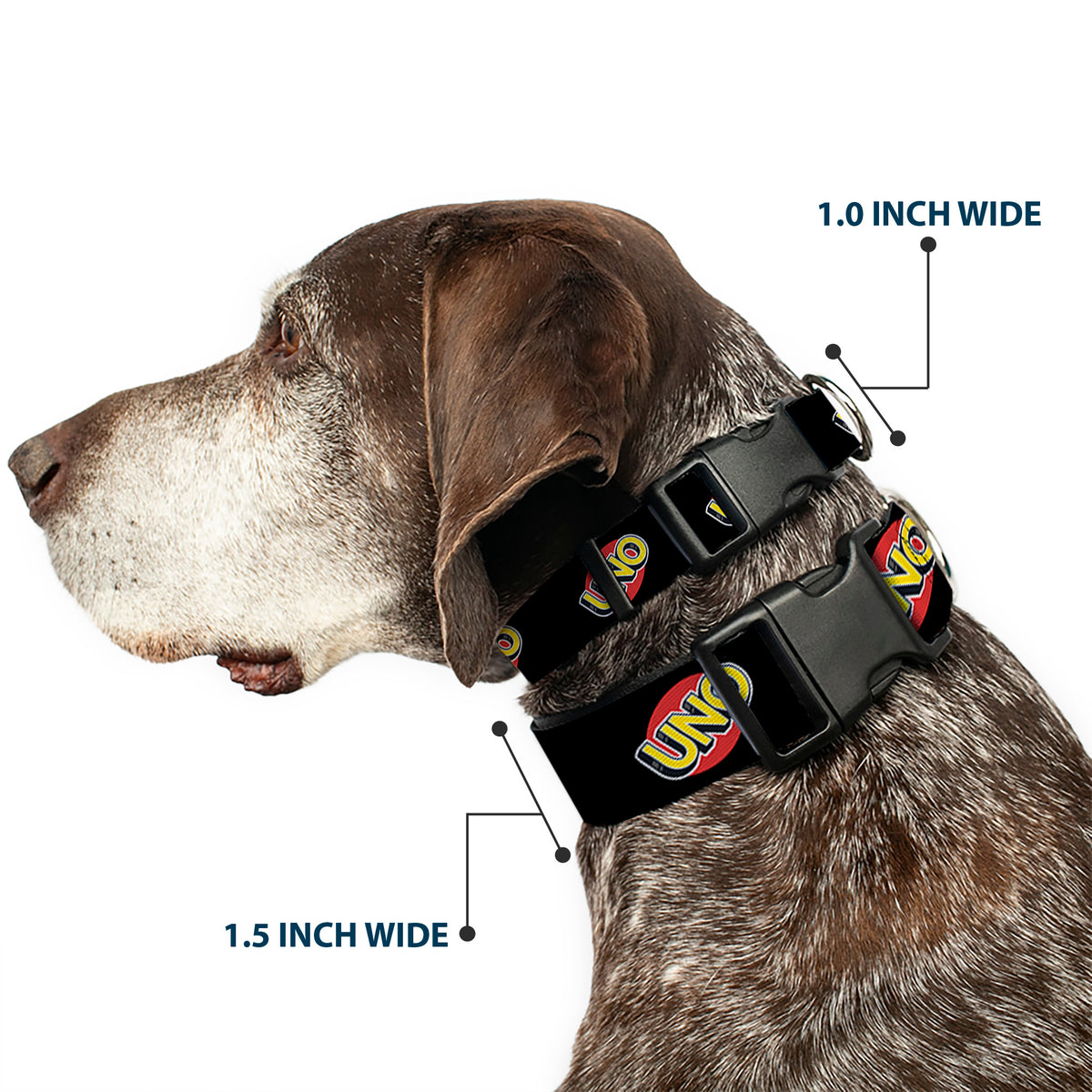 Plastic Clip Collar - UNO Game Logo Black/Red/Yellow Dog Collars Plastic Clip Side Release UNO