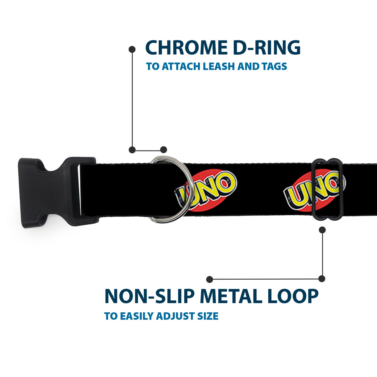 Plastic Clip Collar - UNO Game Logo Black/Red/Yellow Dog Collars Plastic Clip Side Release UNO