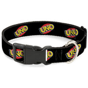 Plastic Clip Collar - UNO Game Logo Black/Red/Yellow Dog Collars Plastic Clip Side Release UNO