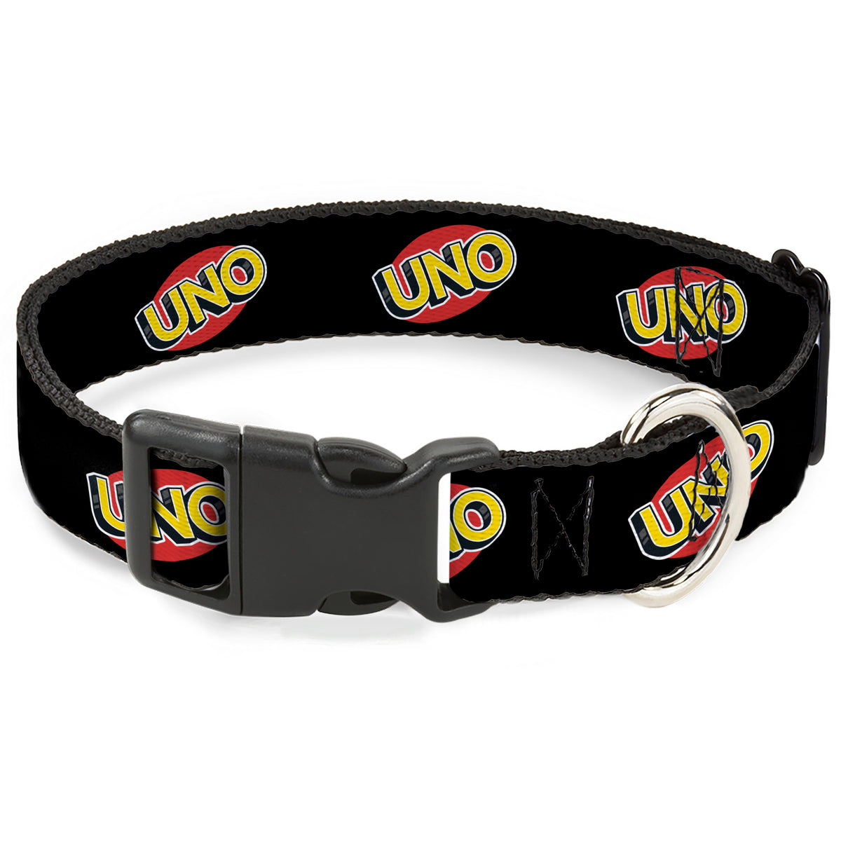 Plastic Clip Collar - UNO Game Logo Black/Red/Yellow Dog Collars Plastic Clip Side Release UNO