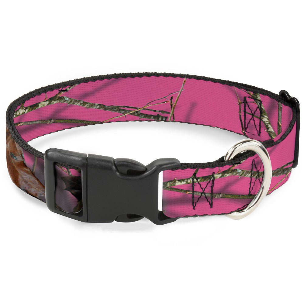 Plastic Clip Collar - Mossy Oak Country Roots Camo Fuchsia Dog Collars Plastic Clip Side Release Mossy Oak