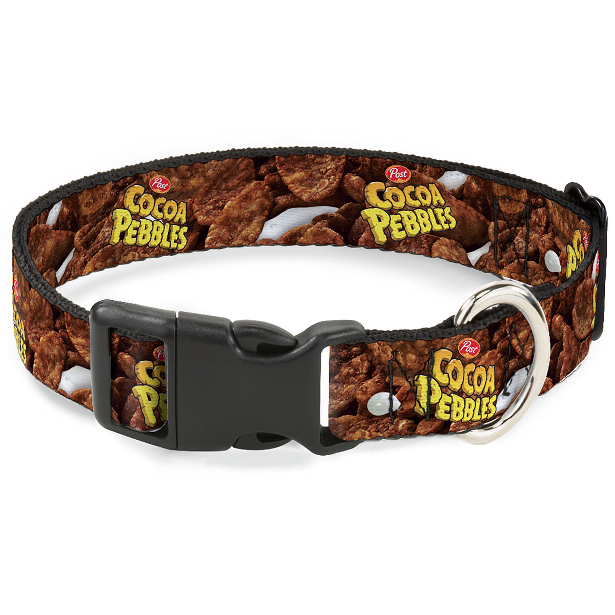 Plastic Clip Collar - POST COCOA PEBBLES Logo and Vivid Cereal Browns Dog Collars Plastic Clip Side Release The Flintstones