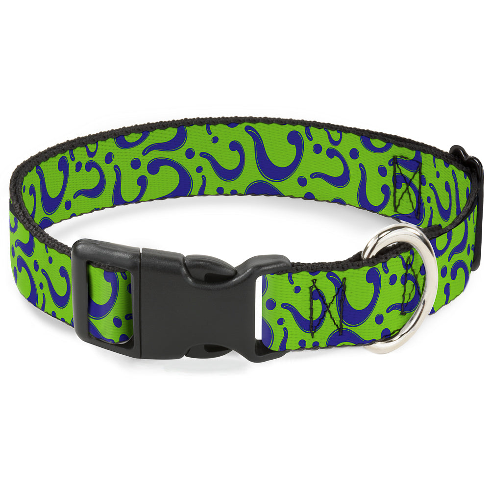 Plastic Clip Collar - Question Mark Scattered Lime Green/Purple Dog Collars Plastic Clip Side Release DC Comics