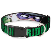 Plastic Clip Collar - THE RIDDLER/Face CLOSE-UP Black/Green Dog Collars Plastic Clip Side Release DC Comics