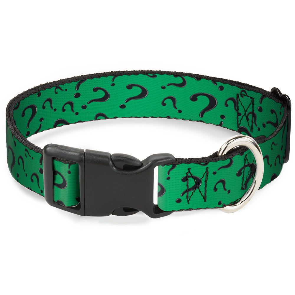 Plastic Clip Collar - Question Mark Scattered3 Dark Green/Black Dog Collars Plastic Clip Side Release DC Comics