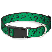 Plastic Clip Collar - Question Mark Scattered3 Dark Green/Black Dog Collars Plastic Clip Side Release DC Comics