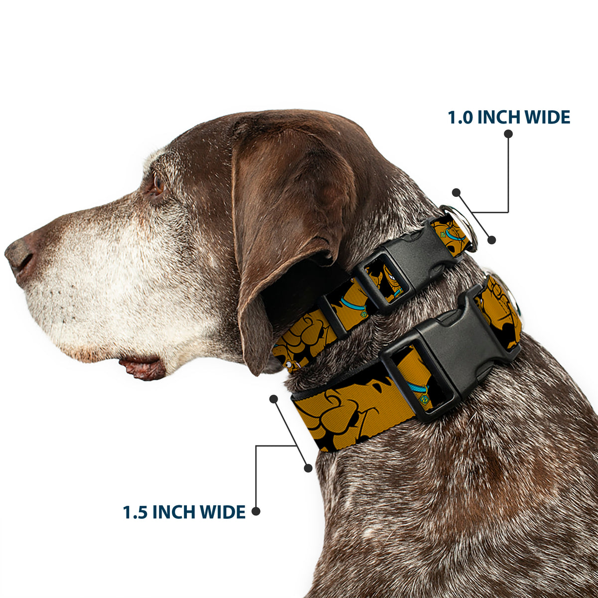 Plastic Clip Collar - Scooby Doo Stacked CLOSE-UP Black Dog Collars Plastic Clip Side Release Scooby Doo