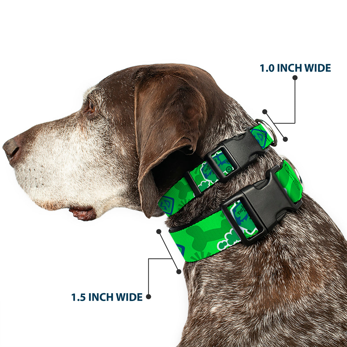 Plastic Clip Collar - Scooby Doo Mystery Machine/Dog Tag Collage Greens/Blues Dog Collars Plastic Clip Side Release Scooby Doo