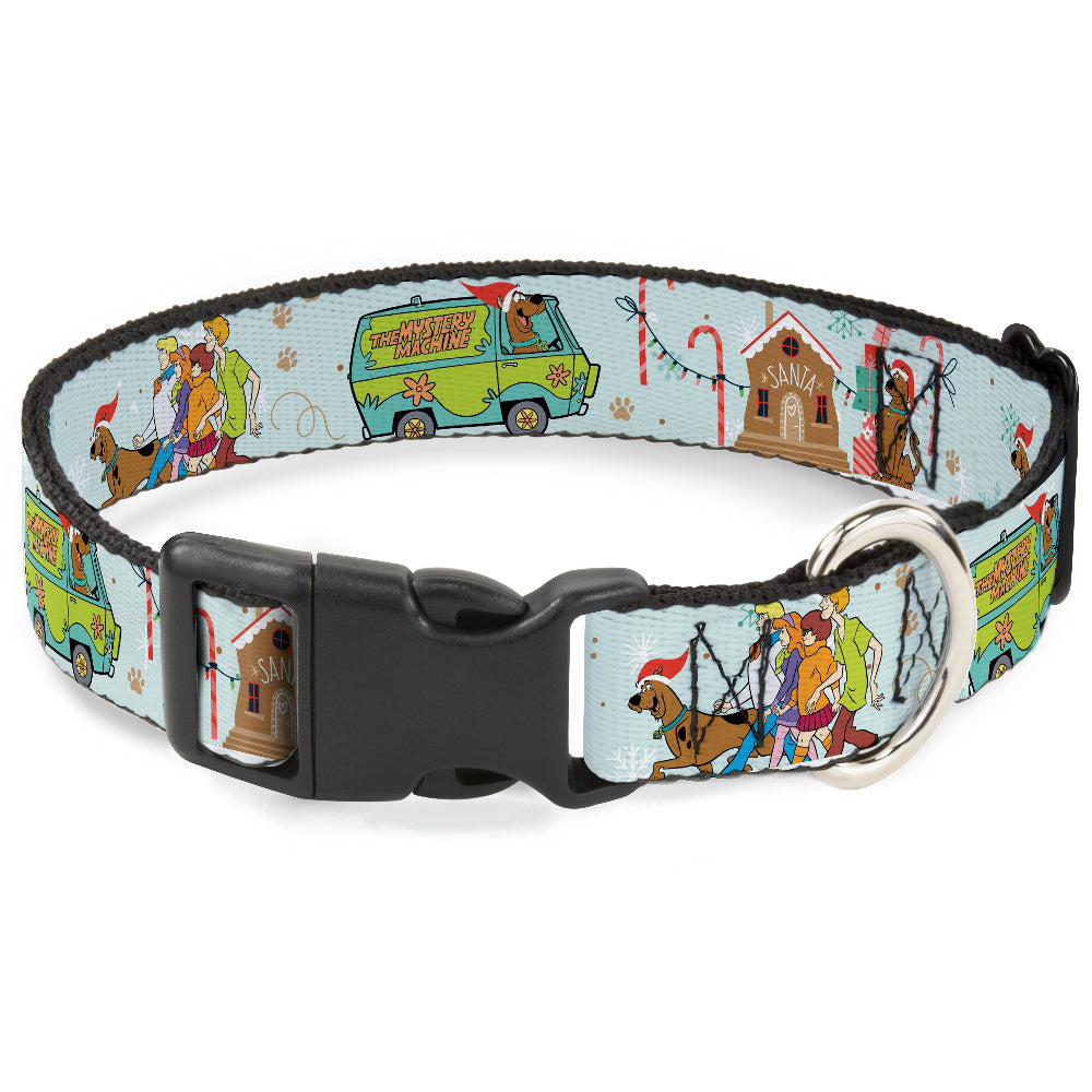Plastic Clip Collar - Scooby Doo Holiday Scenes and Icons Baby Blue Dog Collars Plastic Clip Side Release Scooby Doo