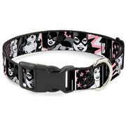 Plastic Clip Collar - Batgirl/Wonder Woman/Supergirl Retro Panels Black/Pink/White Dog Collars Plastic Clip Side Release DC Comics