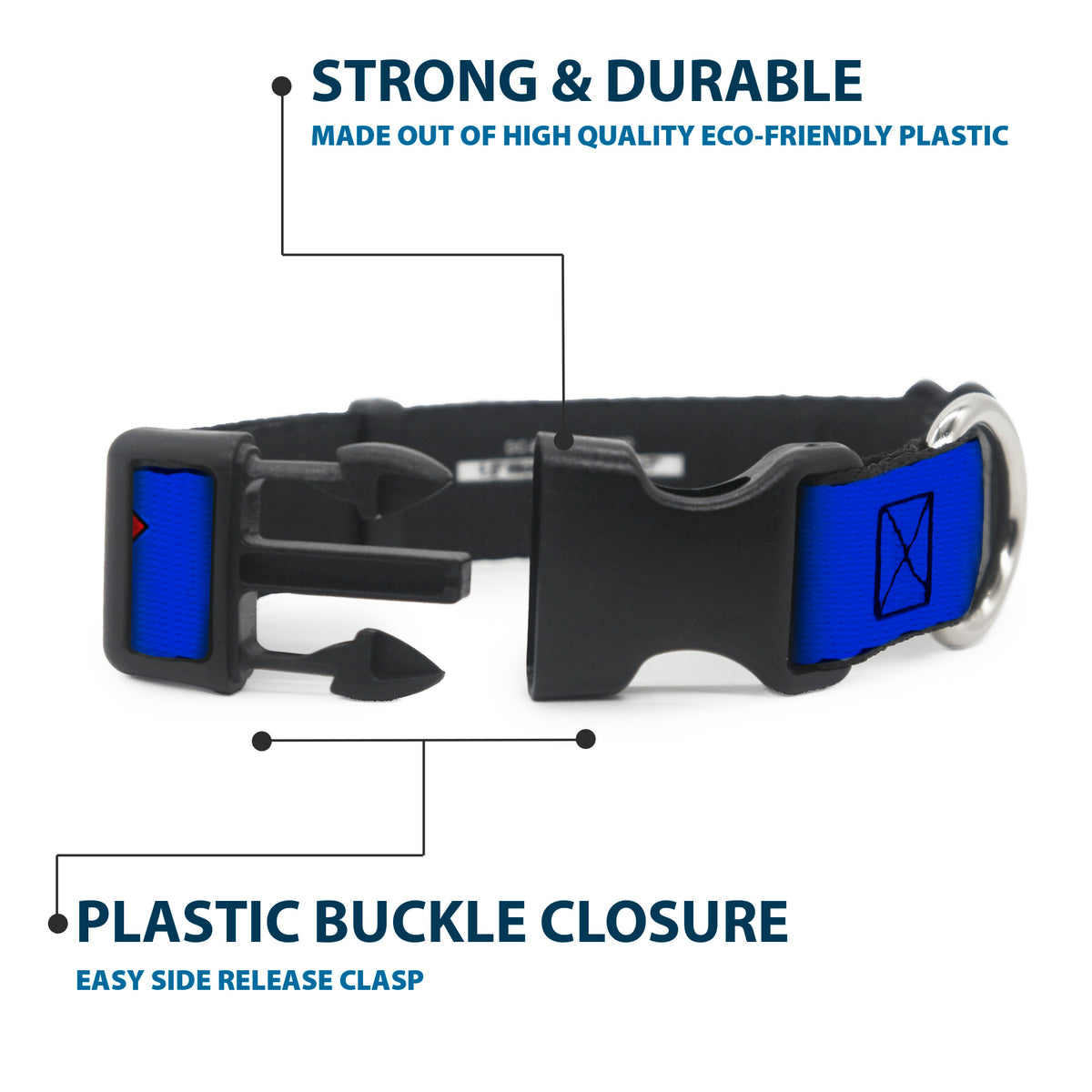 Plastic Clip Collar - Superman Shield Blue Dog Collars Plastic Clip Side Release DC Comics