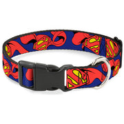 Plastic Clip Collar - Superman Shield w/Cape Dog Collars Plastic Clip Side Release DC Comics