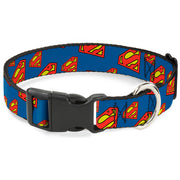Plastic Clip Collar - Super Shield Diagonal Royal Blue/Red Dog Collars Plastic Clip Side Release DC Comics