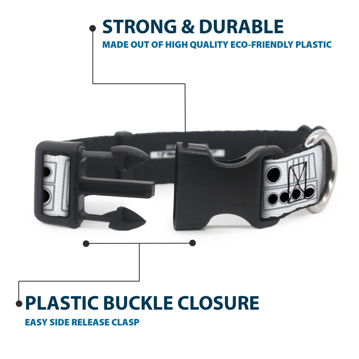 Plastic Clip Collar - Star Wars Stormtroopers Utility Belt2 Bounding White/Grays/Black Dog Collars Plastic Clip Side Release Star Wars