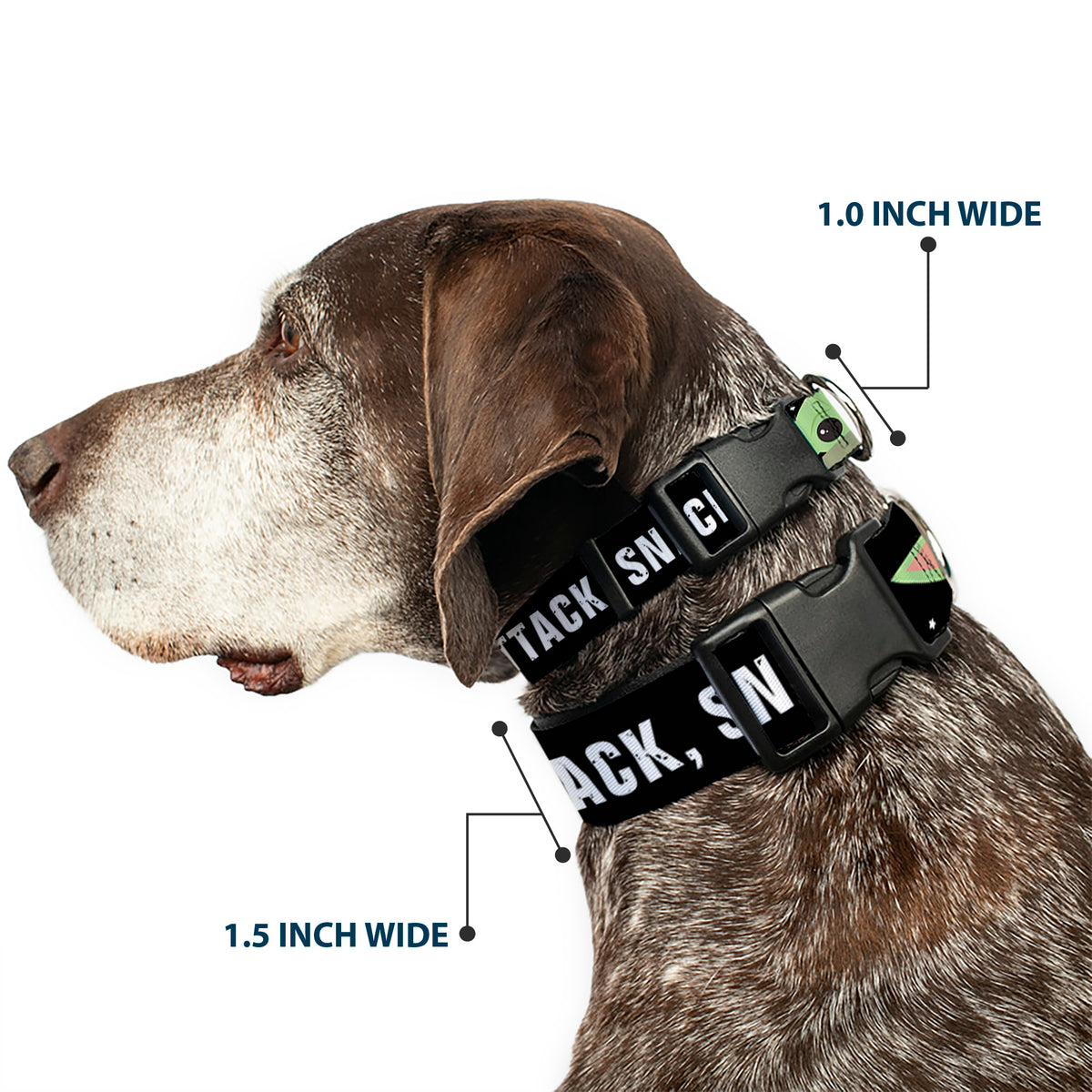 Plastic Clip Collar - Star Wars The Child Chibi Face PROTECT ATTACK SNACK Black/White Dog Collars Plastic Clip Side Release Star Wars
