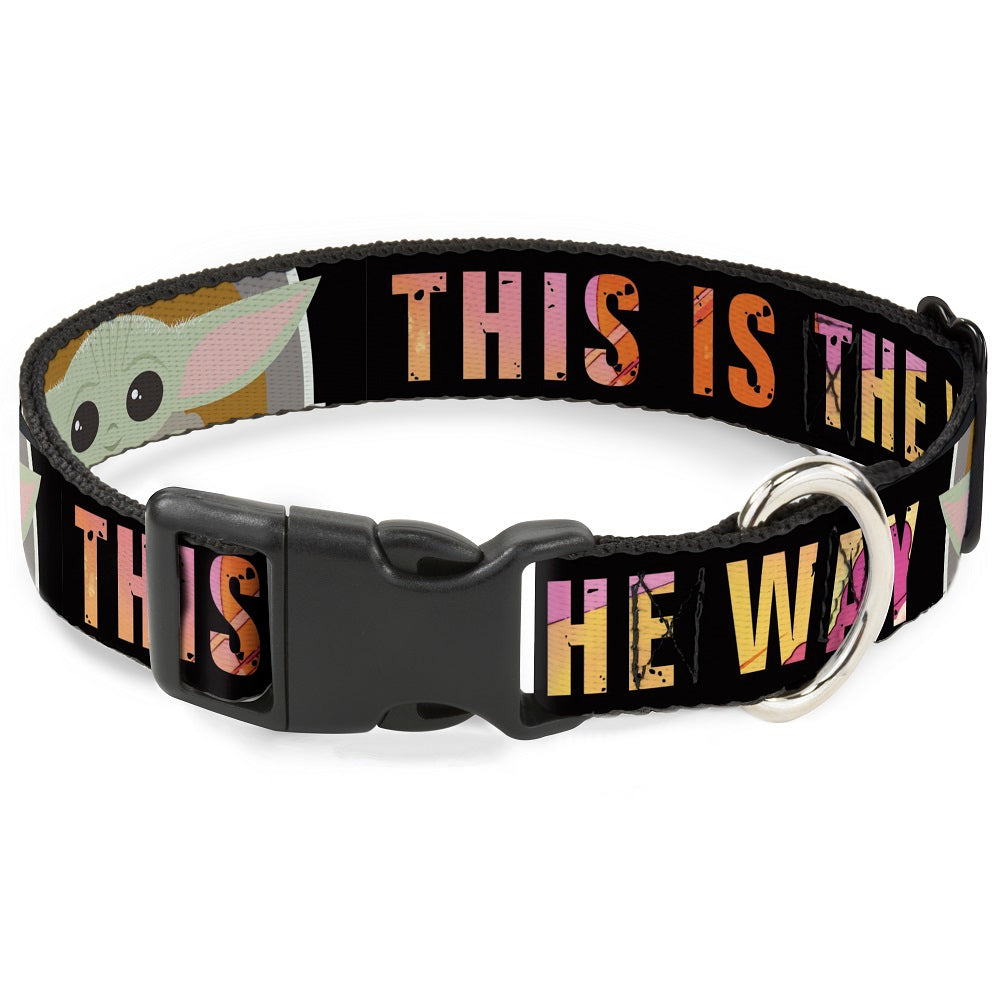 Plastic Clip Collar - Star Wars The Child Chibi Pod Pose THIS IS THE WAY Black/Multi Color Dog Collars Plastic Clip Side Release Star Wars