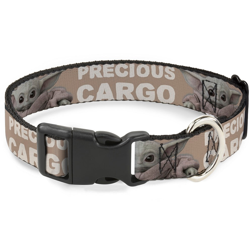 Plastic Clip Collar - Star Wars The Child Sitting Pose PRECIOUS CARGO Tan/White Dog Collars Plastic Clip Side Release Star Wars