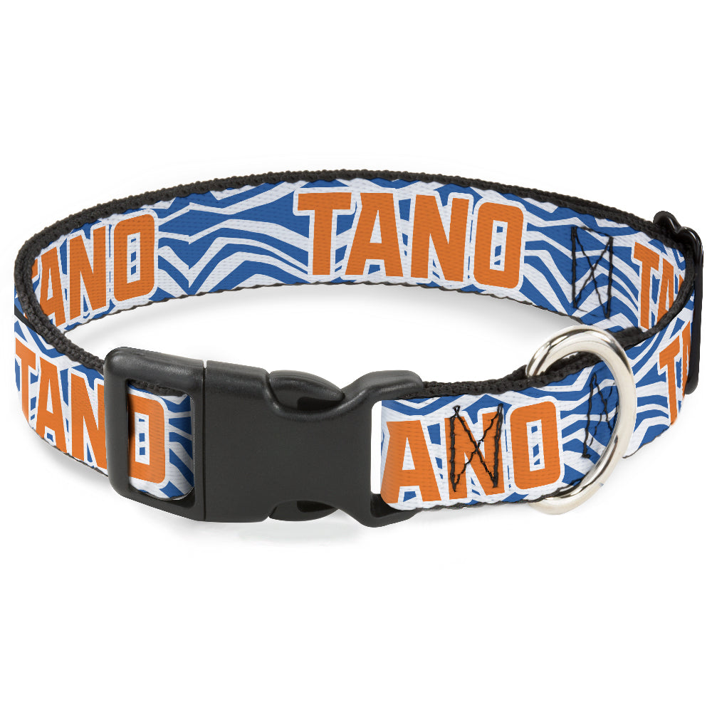 Plastic Clip Collar - Star Wars The Clone Wars Ahsoka TANO Text Waves White/Blue/Orange Dog Collars Plastic Clip Side Release Star Wars