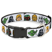 Plastic Clip Collar - Star Wars 6-Character Faces White Dog Collars Plastic Clip Side Release Star Wars