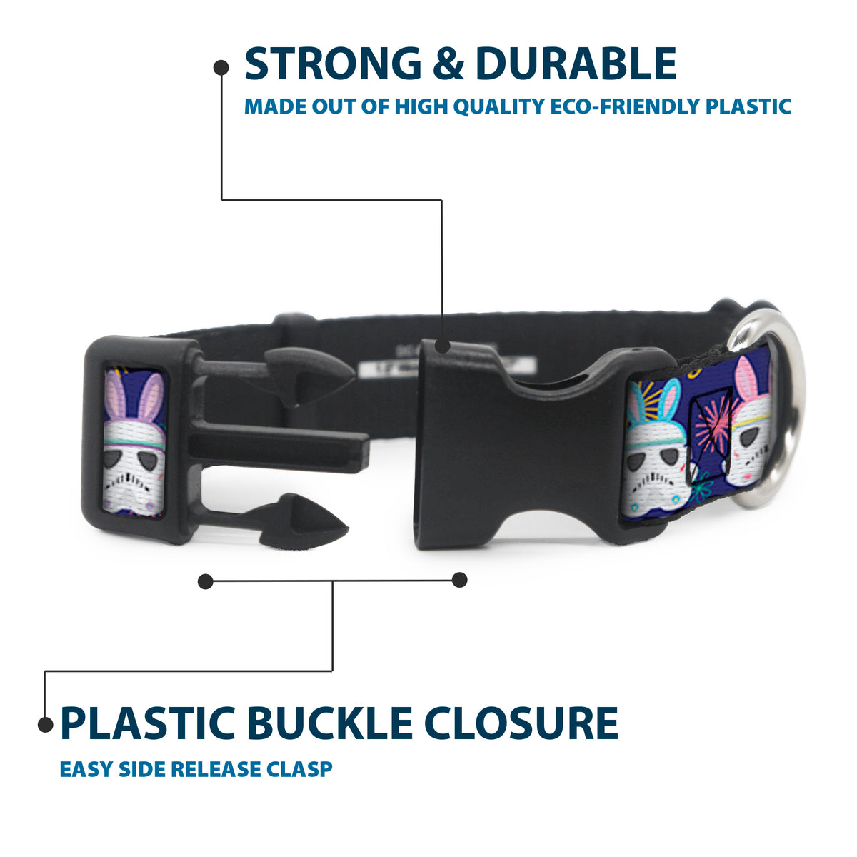 Plastic Clip Collar - Star Wars Holiday Stormtrooper Easter Bunny Ears Purple Dog Collars Plastic Clip Side Release Star Wars