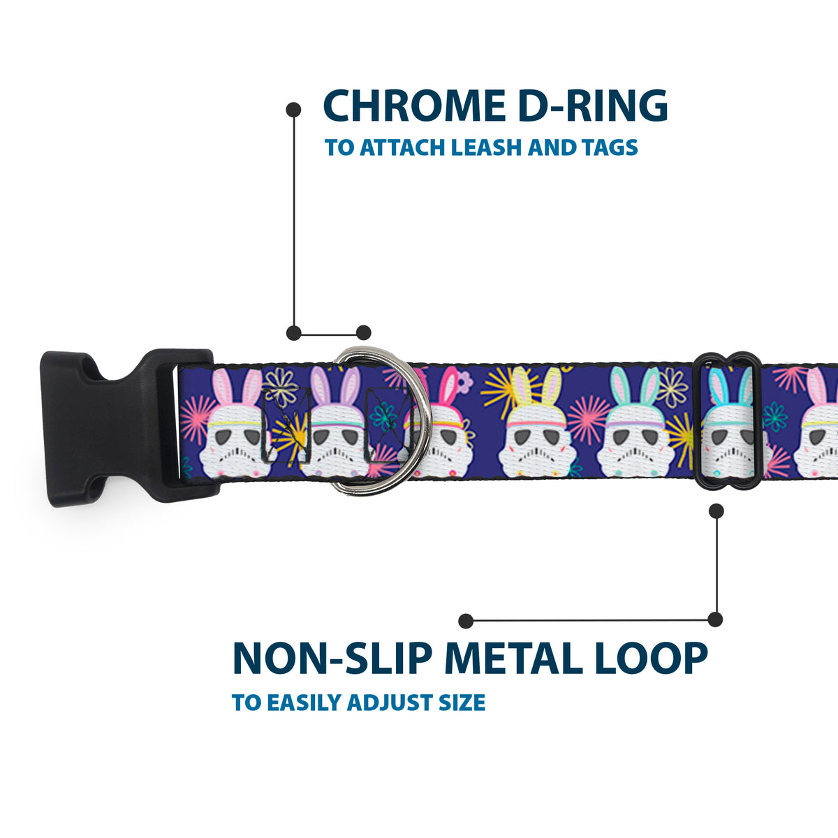 Plastic Clip Collar - Star Wars Holiday Stormtrooper Easter Bunny Ears Purple Dog Collars Plastic Clip Side Release Star Wars