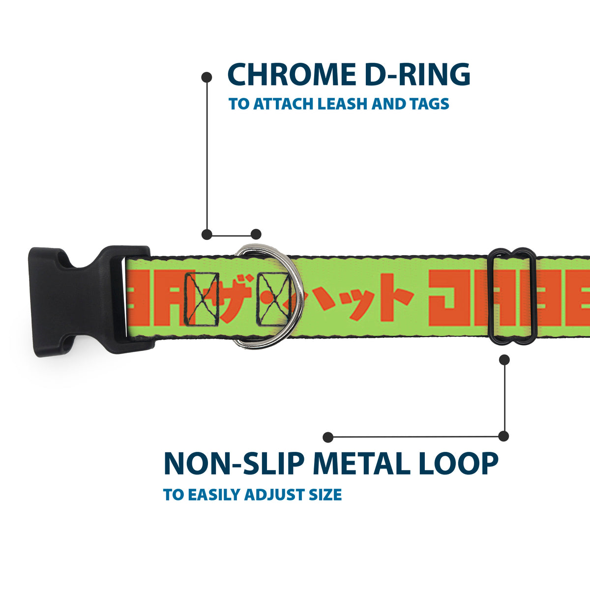 Plastic Clip Collar - Star Wars JABBA THE HUTT Text and Characters Green/Orange Dog Collars Plastic Clip Side Release Star Wars