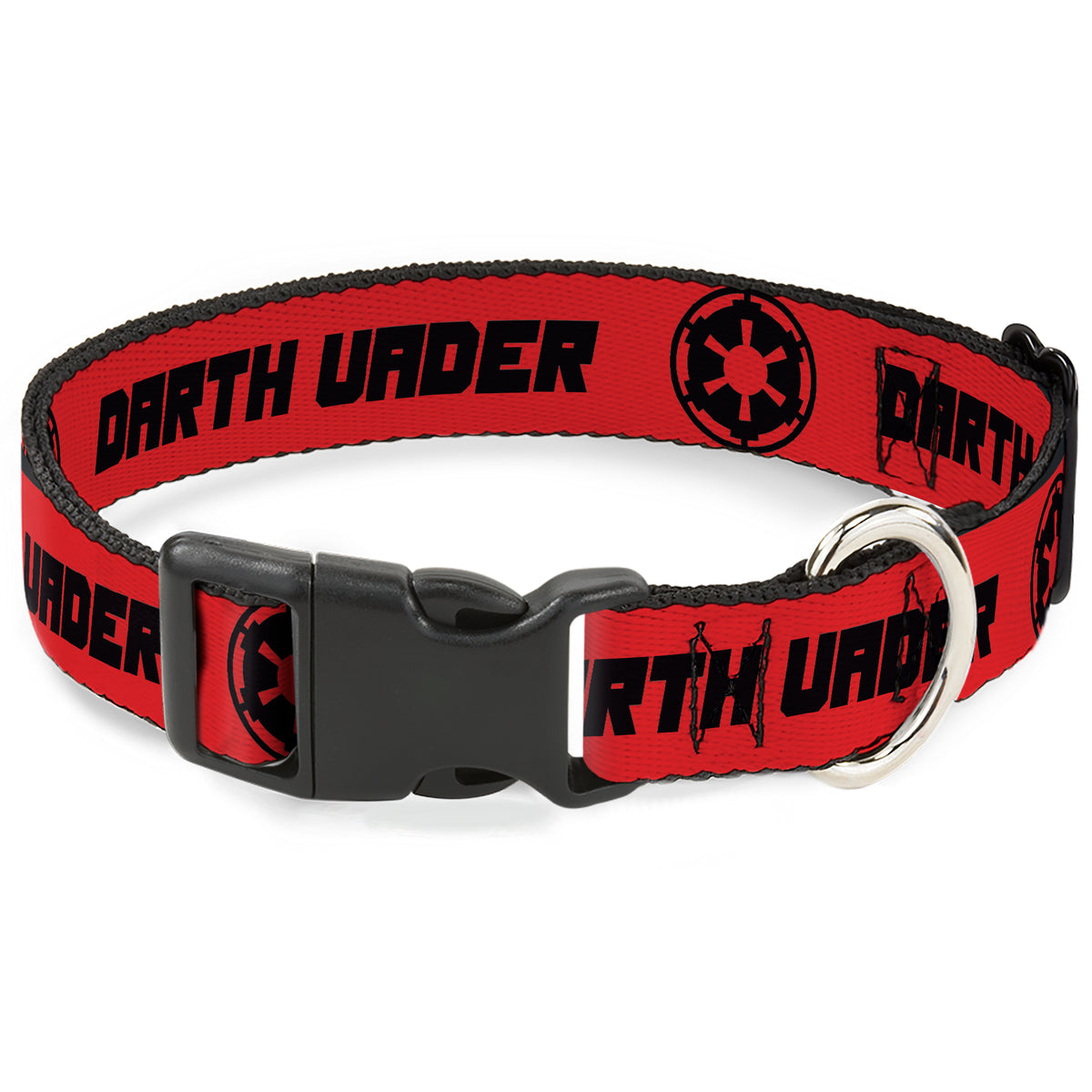 Plastic Clip Collar - Star Wars DARTH VADER Text and Galactic Empire Logo Red/Black Dog Collars Plastic Clip Side Release Star Wars