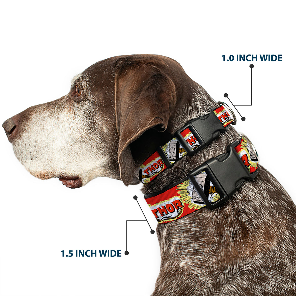 Plastic Clip Collar - THOR & Hammer Red/Yellow/White Dog Collars Plastic Clip Side Release Marvel Comics