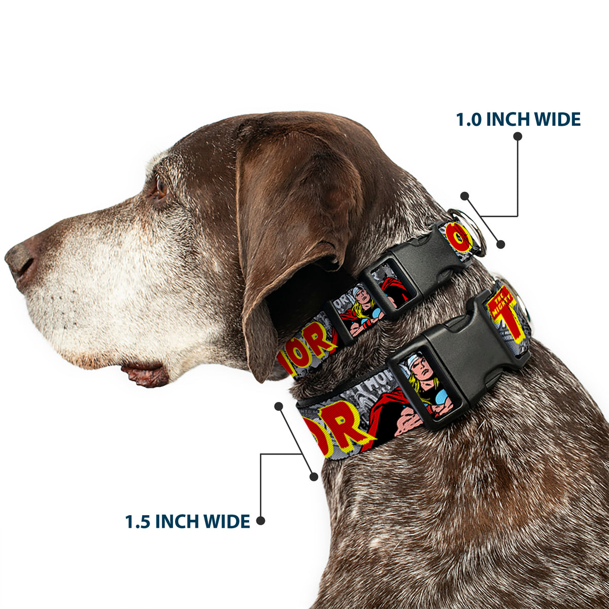Plastic Clip Collar - THE MIGHTY THOR Action Poses Dog Collars Plastic Clip Side Release Marvel Comics