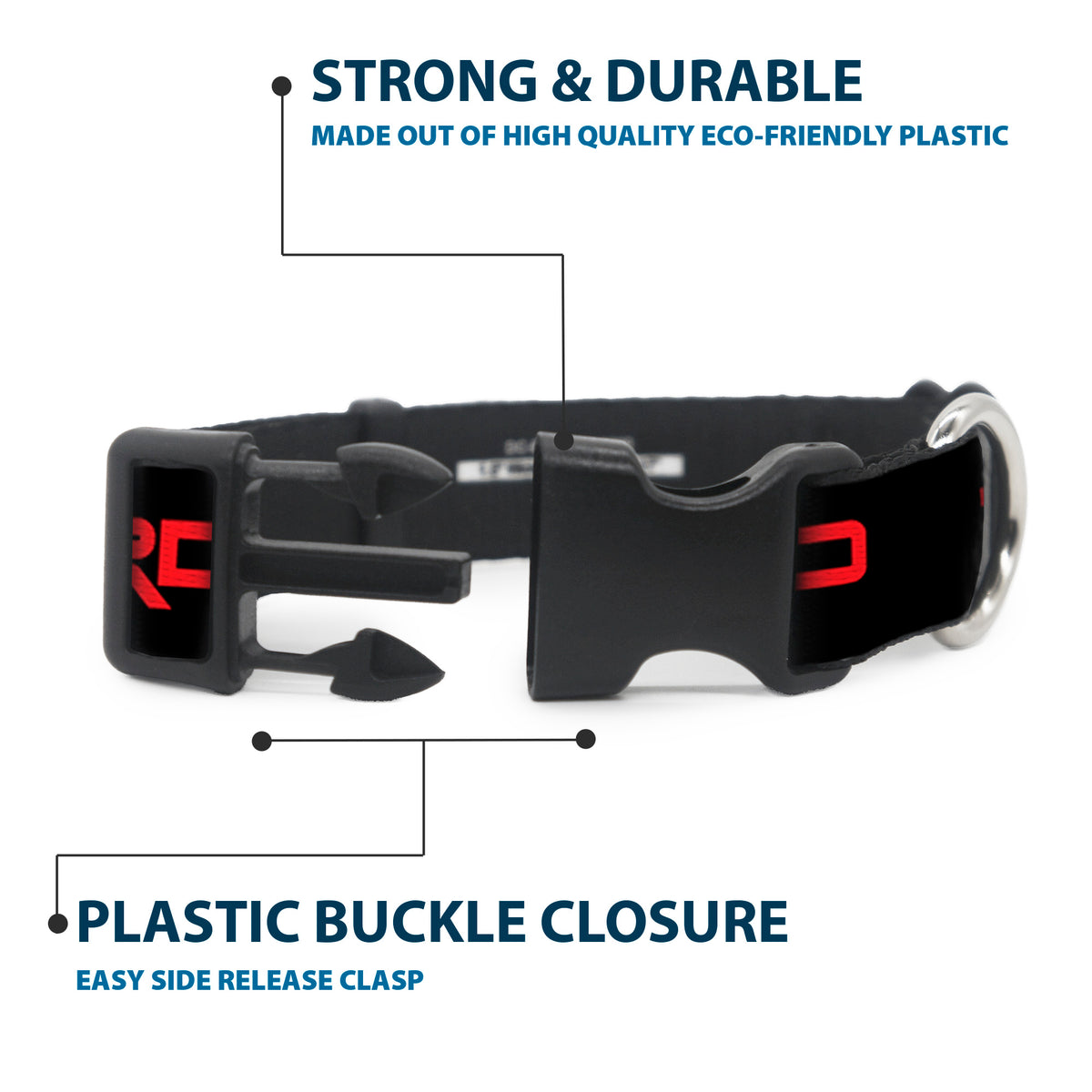 Plastic Clip Collar - Toyota Racing Development TRD Logo Black/Red Dog Collars Plastic Clip Side Release Toyota