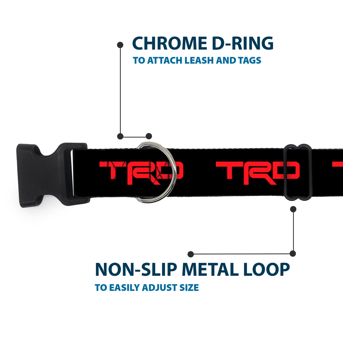 Plastic Clip Collar - Toyota Racing Development TRD Logo Black/Red Dog Collars Plastic Clip Side Release Toyota