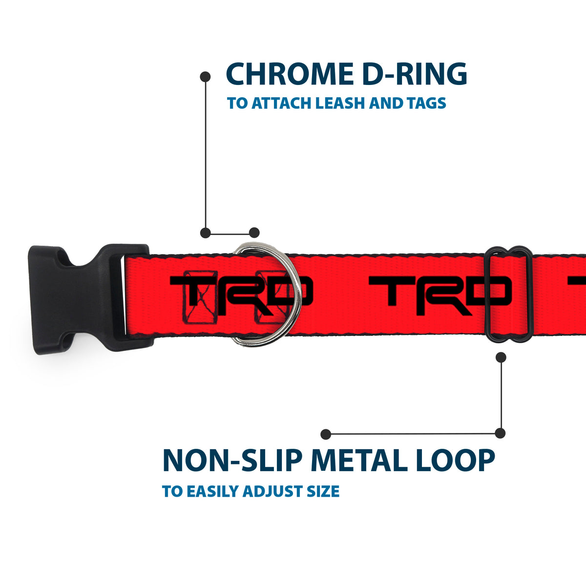 Plastic Clip Collar - Toyota Racing Development TRD Logo Red/Black Dog Collars Plastic Clip Side Release Toyota