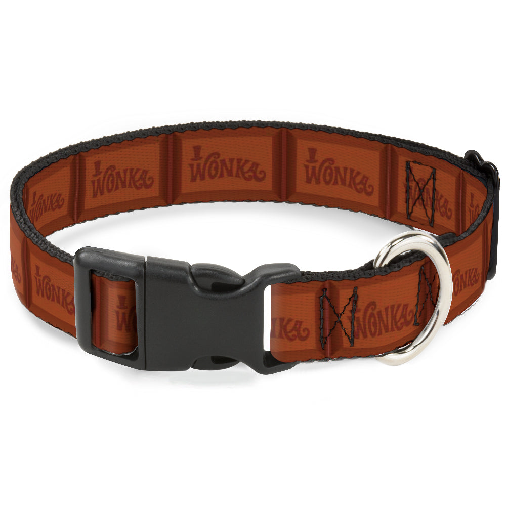 Plastic Clip Collar - Willy Wonka and the Chocolate Factory WONKA Chocolate Bar Browns Dog Collars Plastic Clip Side Release Willy Wonka and the Chocolate Factory
