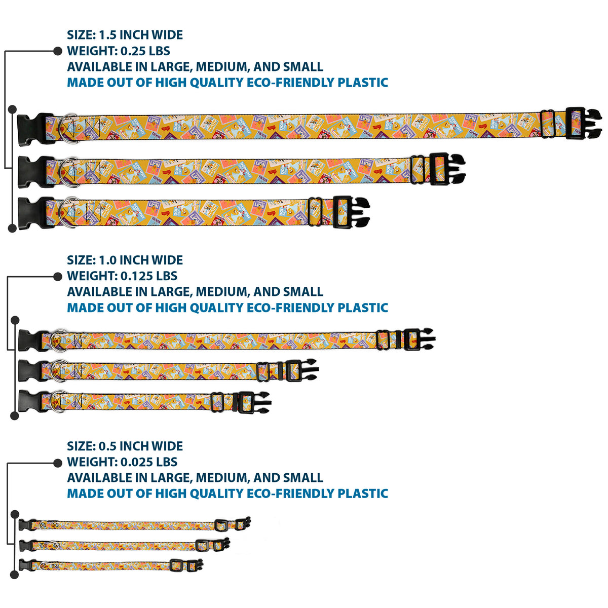 Plastic Clip Collar - The Wizard of Oz Characters Scenes and Icons Collage Yellow Dog Collars Plastic Clip Side Release The Wizard of Oz