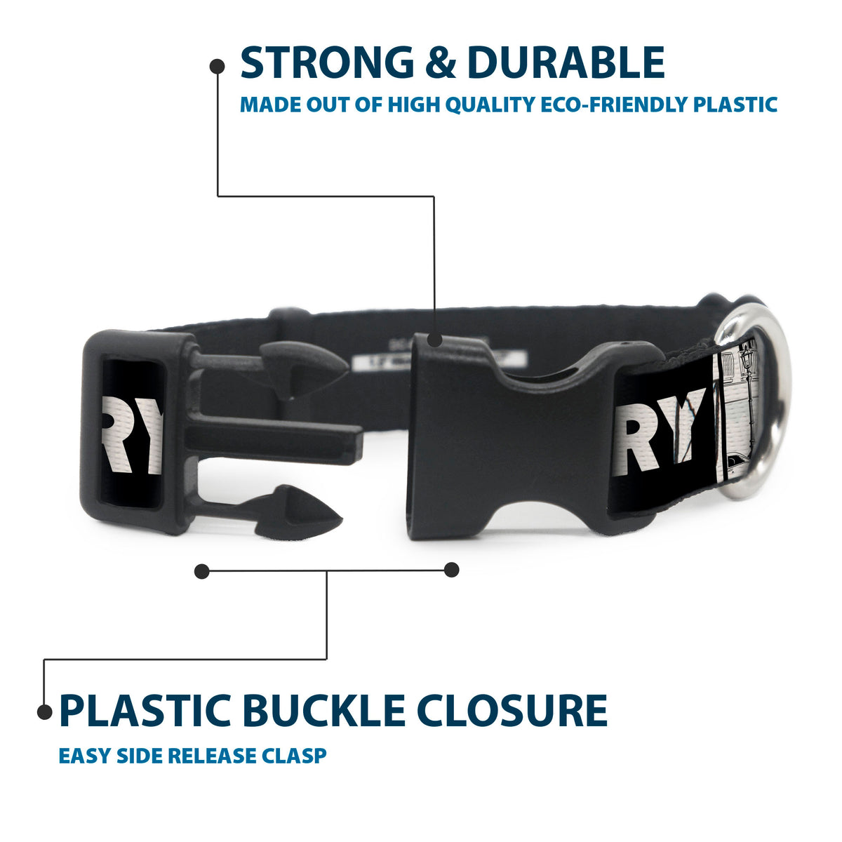 Plastic Clip Collar - IT Welcome to Derry Vintage Movie Theatre Scene Black/White Dog Collars Plastic Clip Side Release IT
