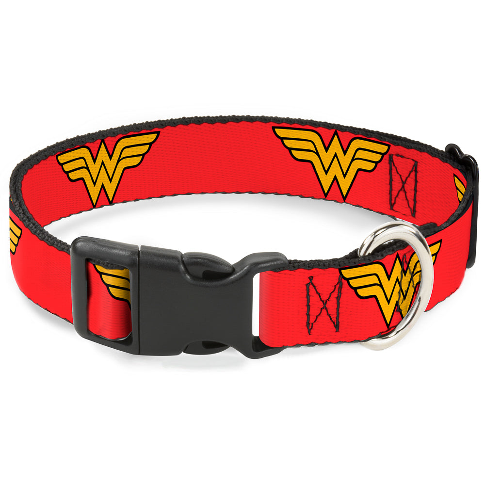 Plastic Clip Collar - Wonder Woman Logo Red Dog Collars Plastic Clip Side Release DC Comics
